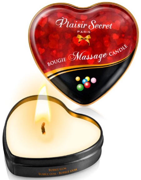 Mini bougie de massage bubble gum boîte coeur 35ml 