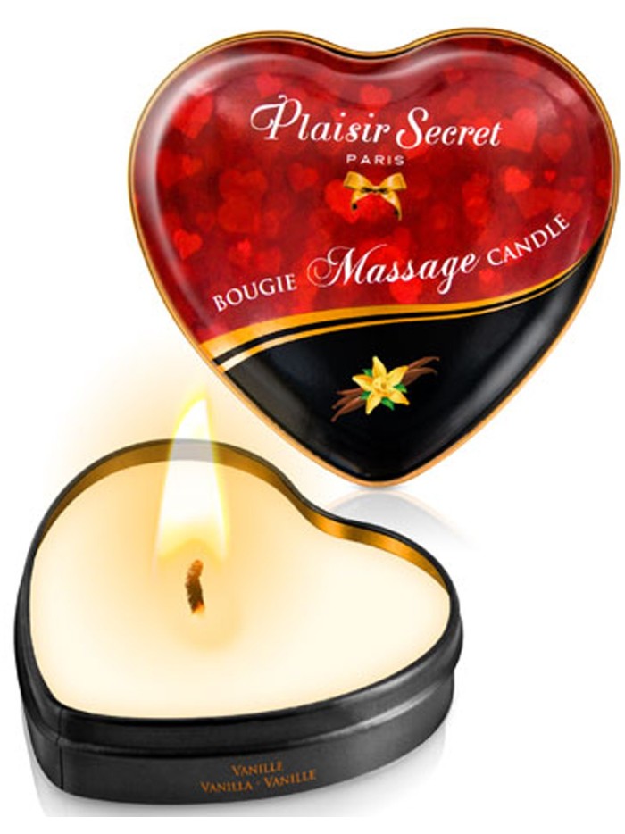 Mini bougie de massage à la vanille boîte coeur 35ml 