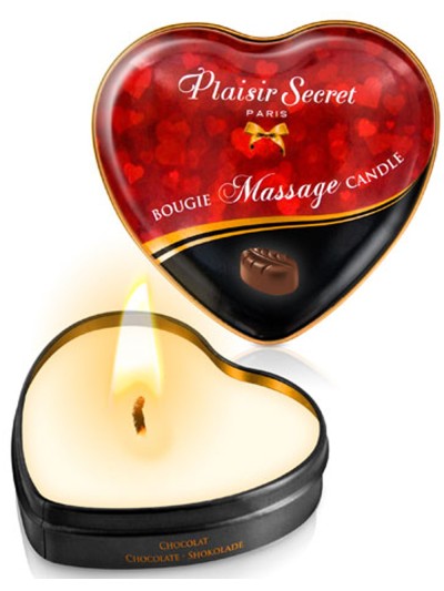 Mini bougie de massage au chocolat boîte coeur 35ml 