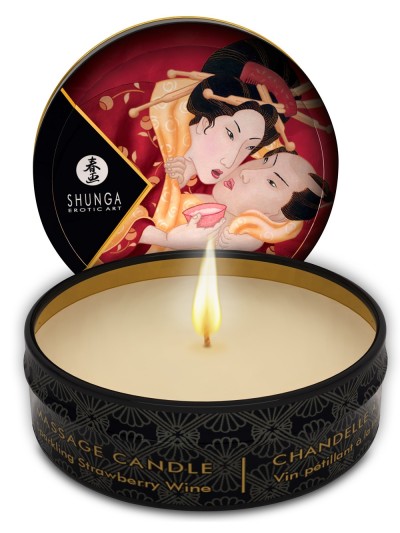 Mini bougie de massage fraise vin pétillant 30ml 