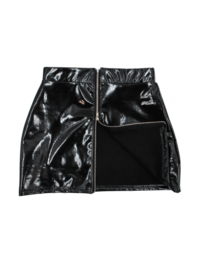 Jupe noire en simili cuir avec zip Lara 