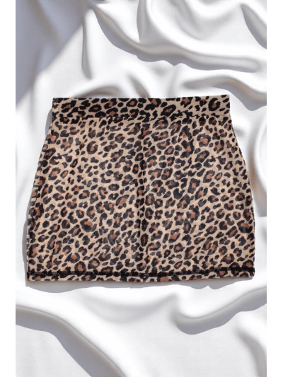 Jupe en résille transparente imprimé léopard Clara 