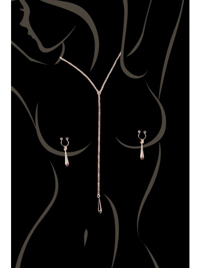 bijoux de corps, pinces de seins goutte et tour de cou chainette 