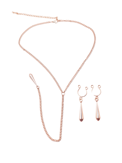 bijoux de corps, pinces de seins goutte et tour de cou chainette 