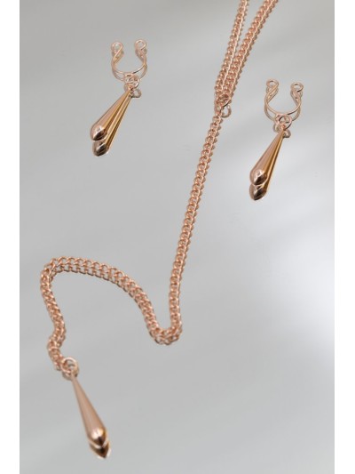 bijoux de corps, pinces de seins goutte et tour de cou chainette 