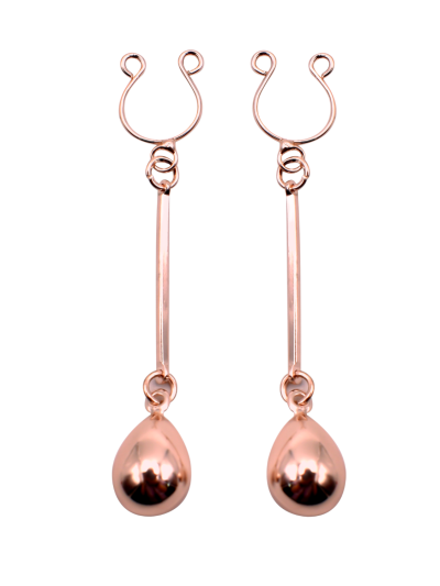 Bijou pince téton, forme perle doré rose 