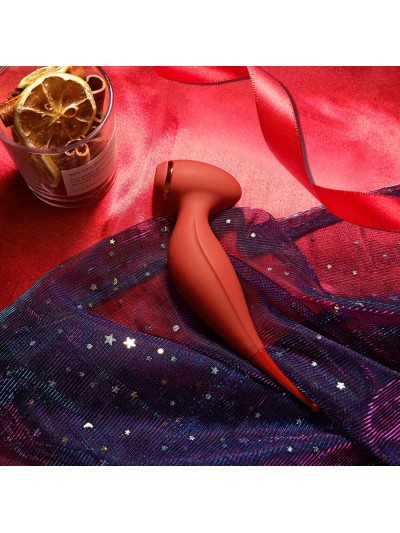 Oiseau du Paradis - Vibromasseur 2 en 1 avec vibration clitoridienne par membrane et embout stimulateur rouge 