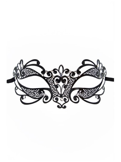 Masque vénitien Gaia rigide noir avec strass 