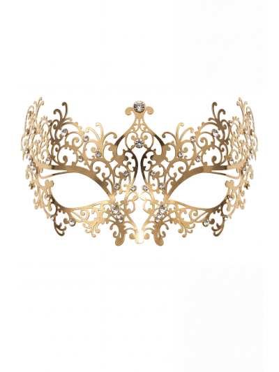 Masque vénitien Chiara rigide doré avec strass 