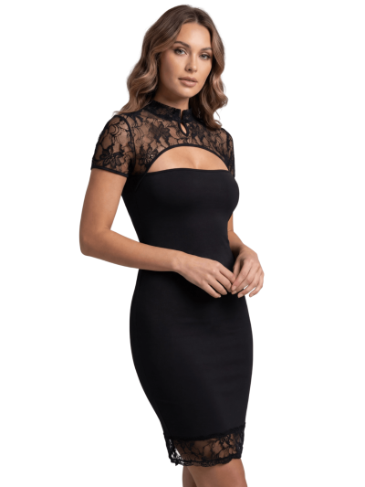 Robe courte col dentelle Athéna 