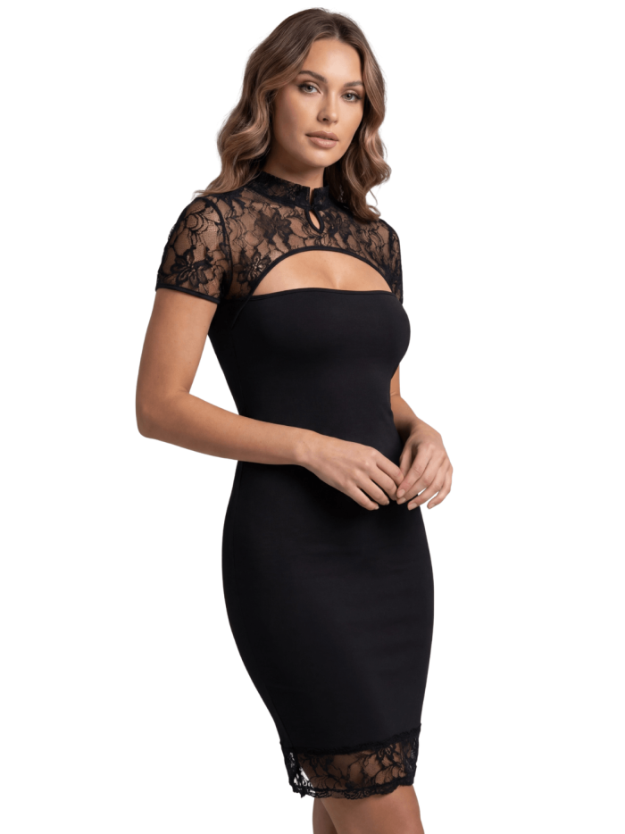Robe courte col dentelle Athéna 