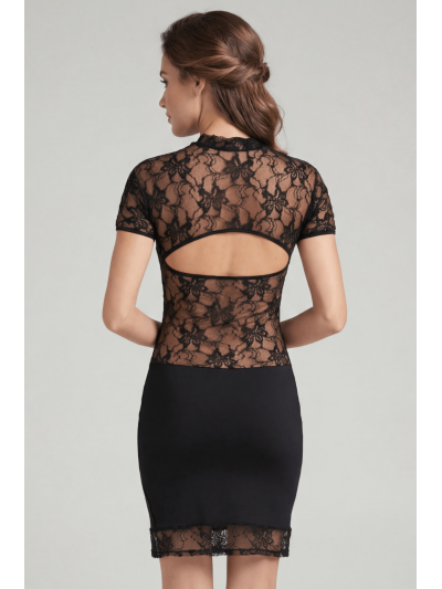 Robe courte col dentelle Athéna 