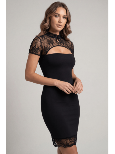 Robe courte col dentelle Athéna 