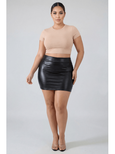 Jupe noire en simili cuir mat Sifia 