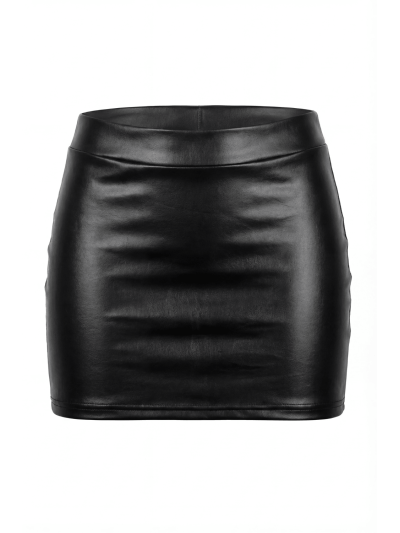 Jupe noire en simili cuir mat Sifia 