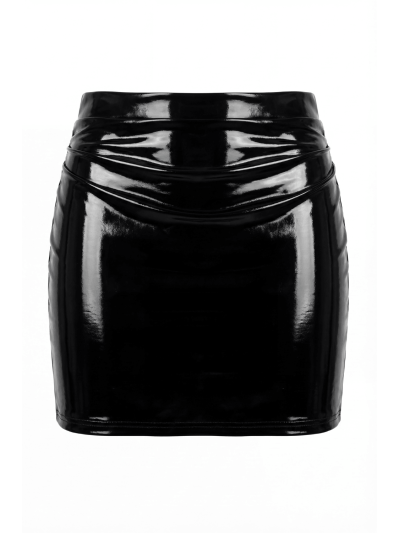 Jupe noire en simili cuir avec zip Lara 