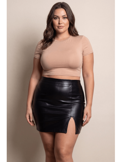 Jupe sexy courte noire wetlook Alessia 