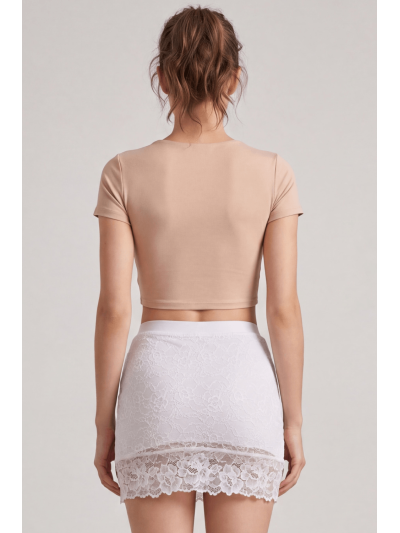 Jupe courte blanche Camélia 