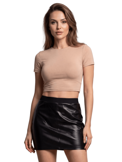 Jupe courte simili cuir noir Paula 