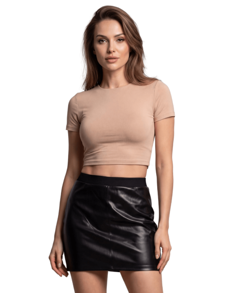 Jupe courte simili cuir noir Paula 
