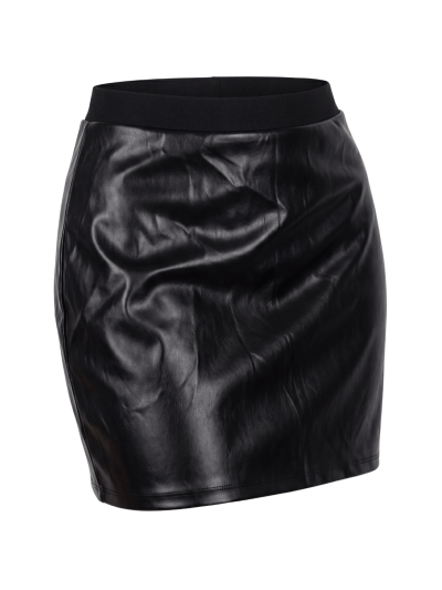 Jupe courte simili cuir noir Paula 