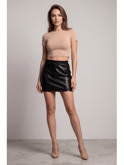 Jupe courte simili cuir noir Paula 