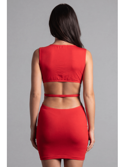 Robe rouge large décollectée Olivia 