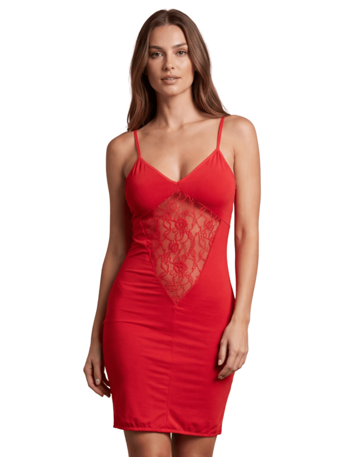 Robe décollectée rouge Emilia 