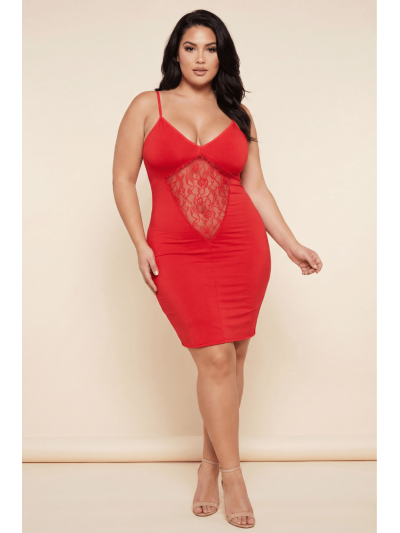 Robe décollectée rouge Emilia 