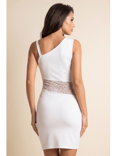 Robe blanche asymétrique avec dentelle Paola 