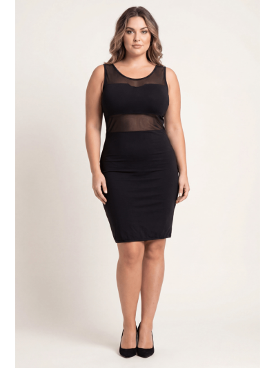Robe sensuelle et habillée avec maille transparente noire 