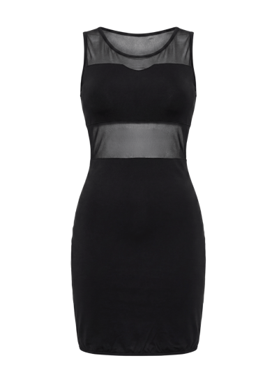 Robe sensuelle et habillée avec maille transparente noire 