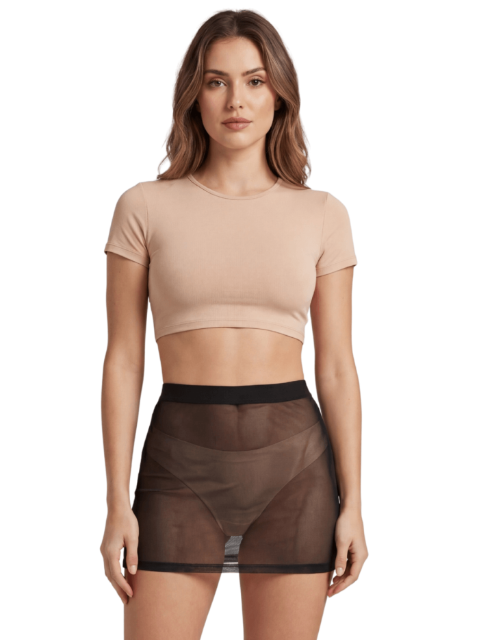 Jupe noire en résille transparente Maya 