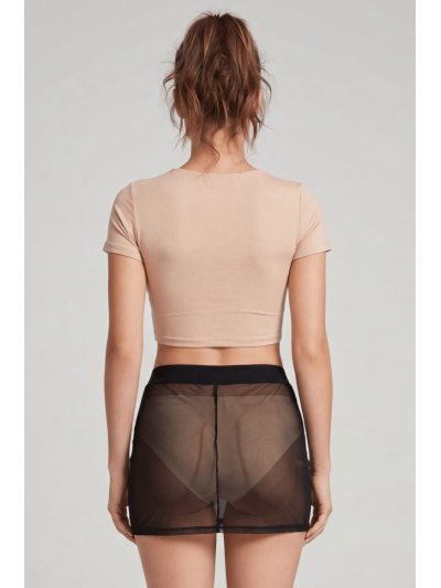 Jupe noire en résille transparente Maya 
