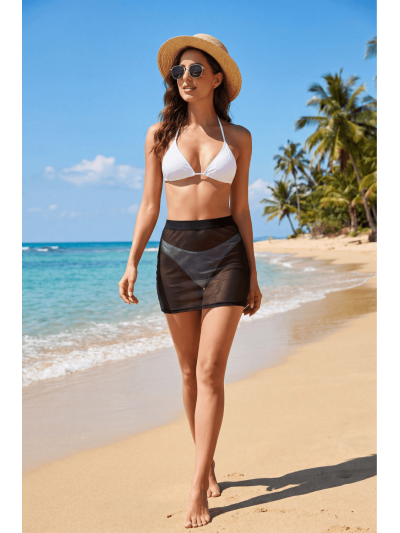 Jupe noire en résille transparente Maya 