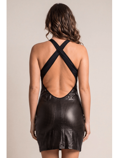 Robe noire simili cuir Margot 
