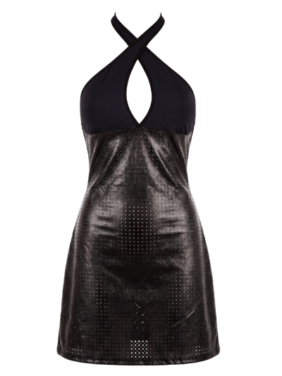 Robe noire simili cuir Margot 