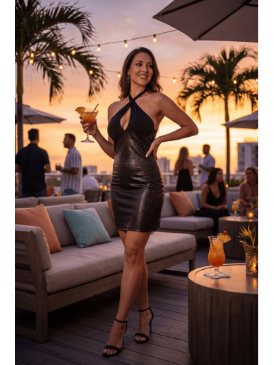 Robe noire simili cuir Margot 