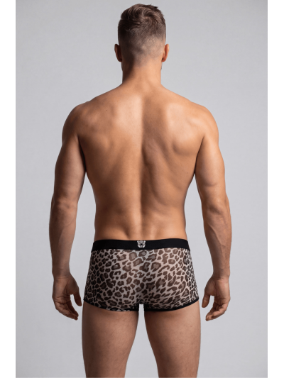Boxer en résille imprimé léopard gris 