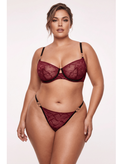String bordeaux avec anneaux détachables 