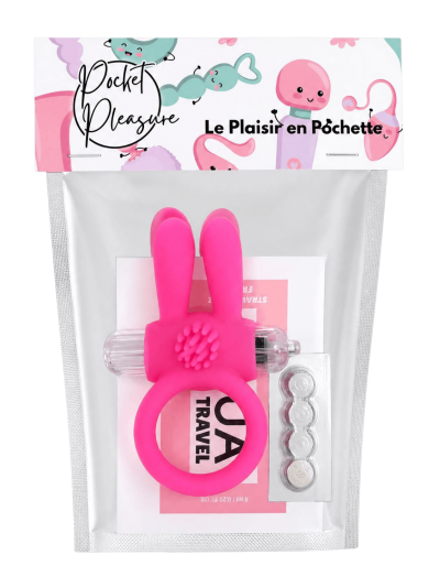 Anneau vibrant silicone rose avec oreilles de lapin 